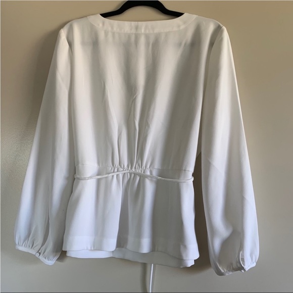 J. Crew | White Drapey Faux Wrap Crepe Blouse - Picture 2 of 8